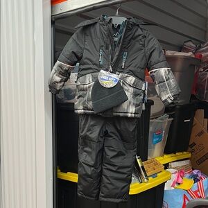 Stylish Kids Black and Gray Puffer Jacket Set